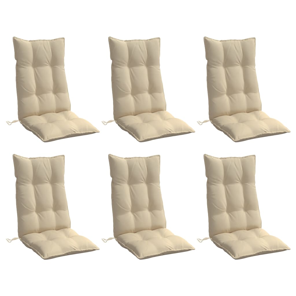 vidaXL Cojines de silla con respaldo alto 6 uds tela Oxford beige