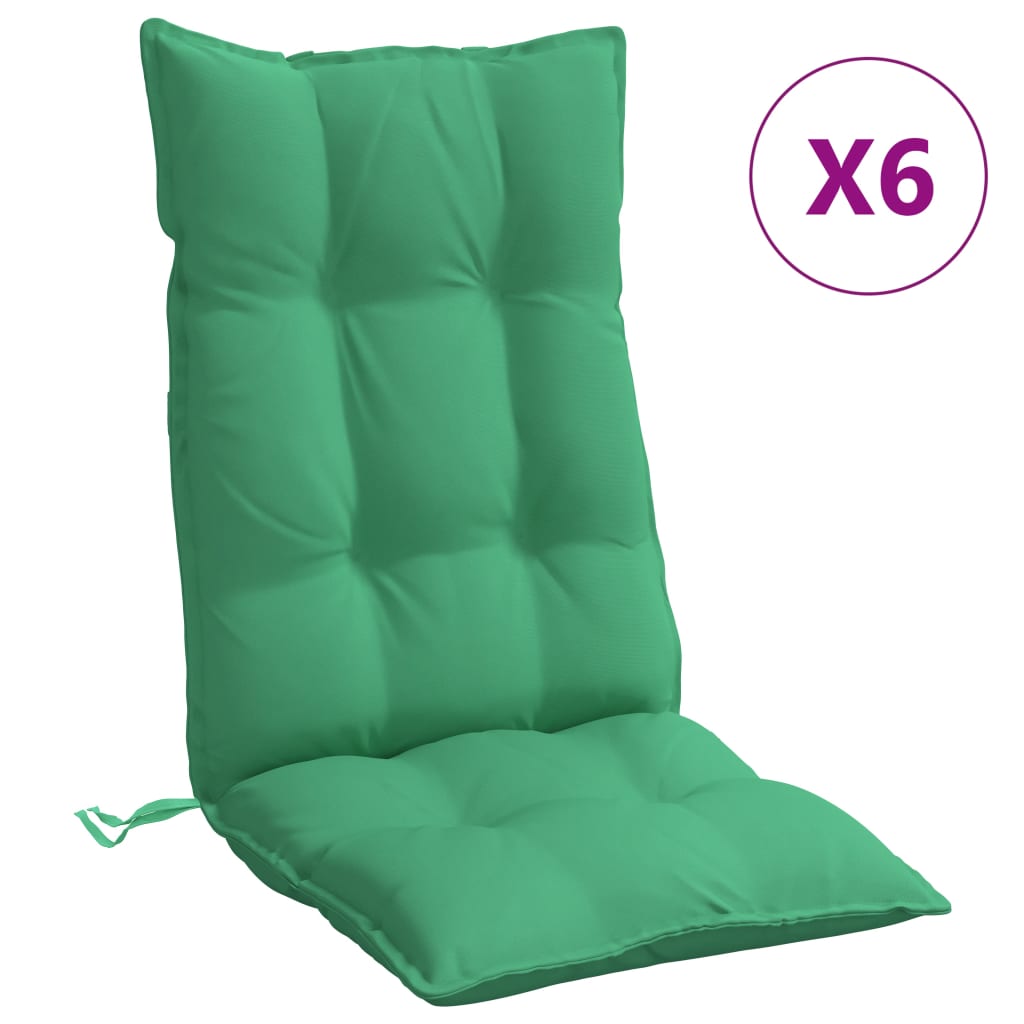 vidaXL Cojines de silla con respaldo alto 6 uds tela Oxford verde