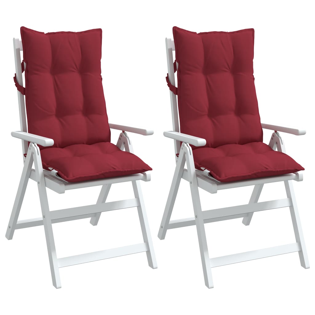 vidaXL Cojines de silla con respaldo alto 2 uds tela Oxford rojo tinto