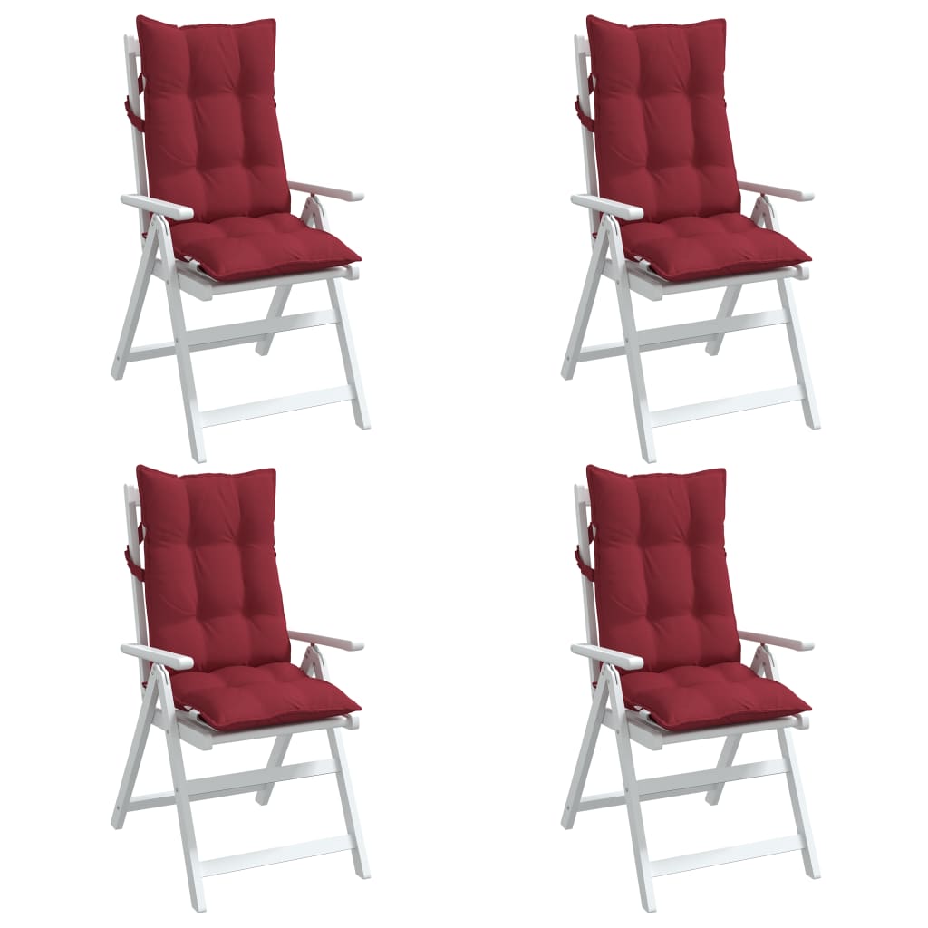 vidaXL Cojines de silla con respaldo alto 4 uds tela Oxford rojo tinto