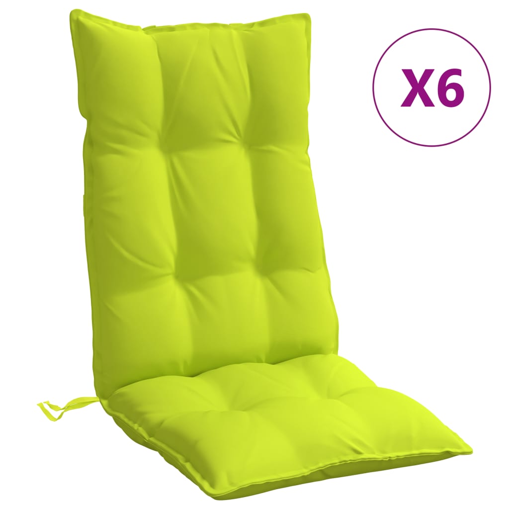 vidaXL Cojines de silla respaldo alto 6 uds tela Oxford verde brillo