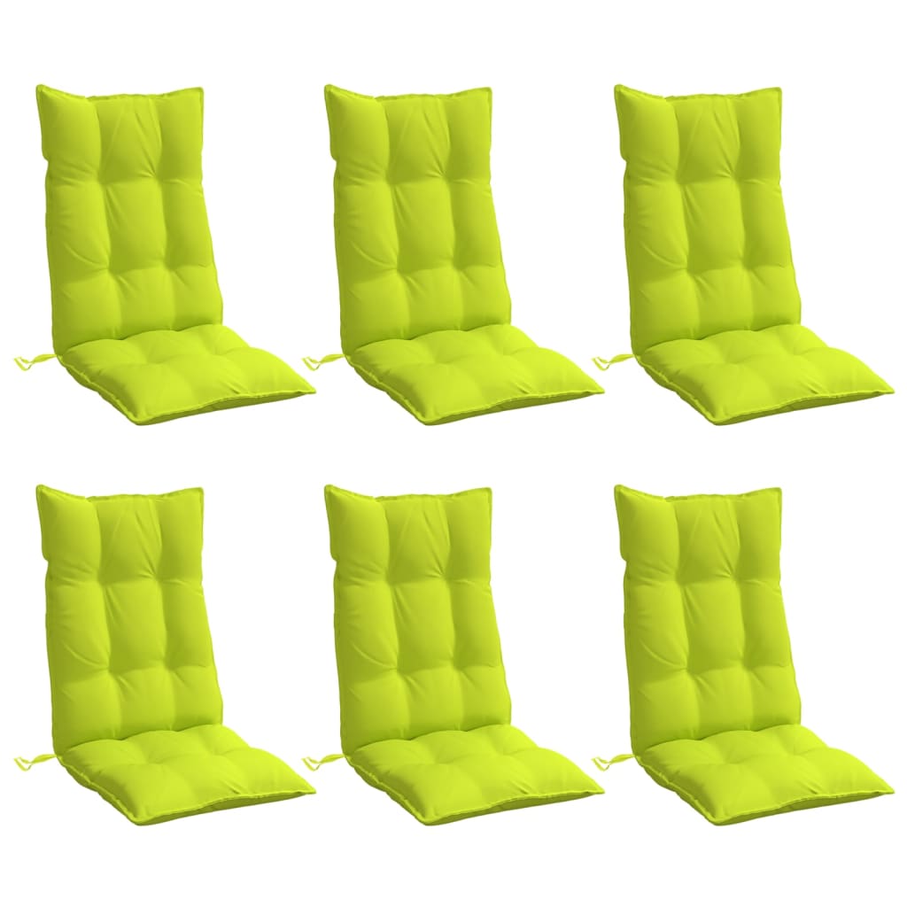 vidaXL Cojines de silla respaldo alto 6 uds tela Oxford verde brillo