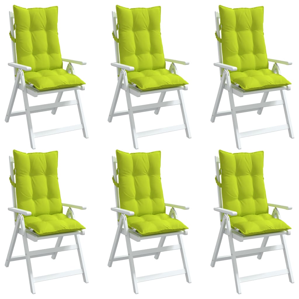 vidaXL Cojines de silla respaldo alto 6 uds tela Oxford verde brillo