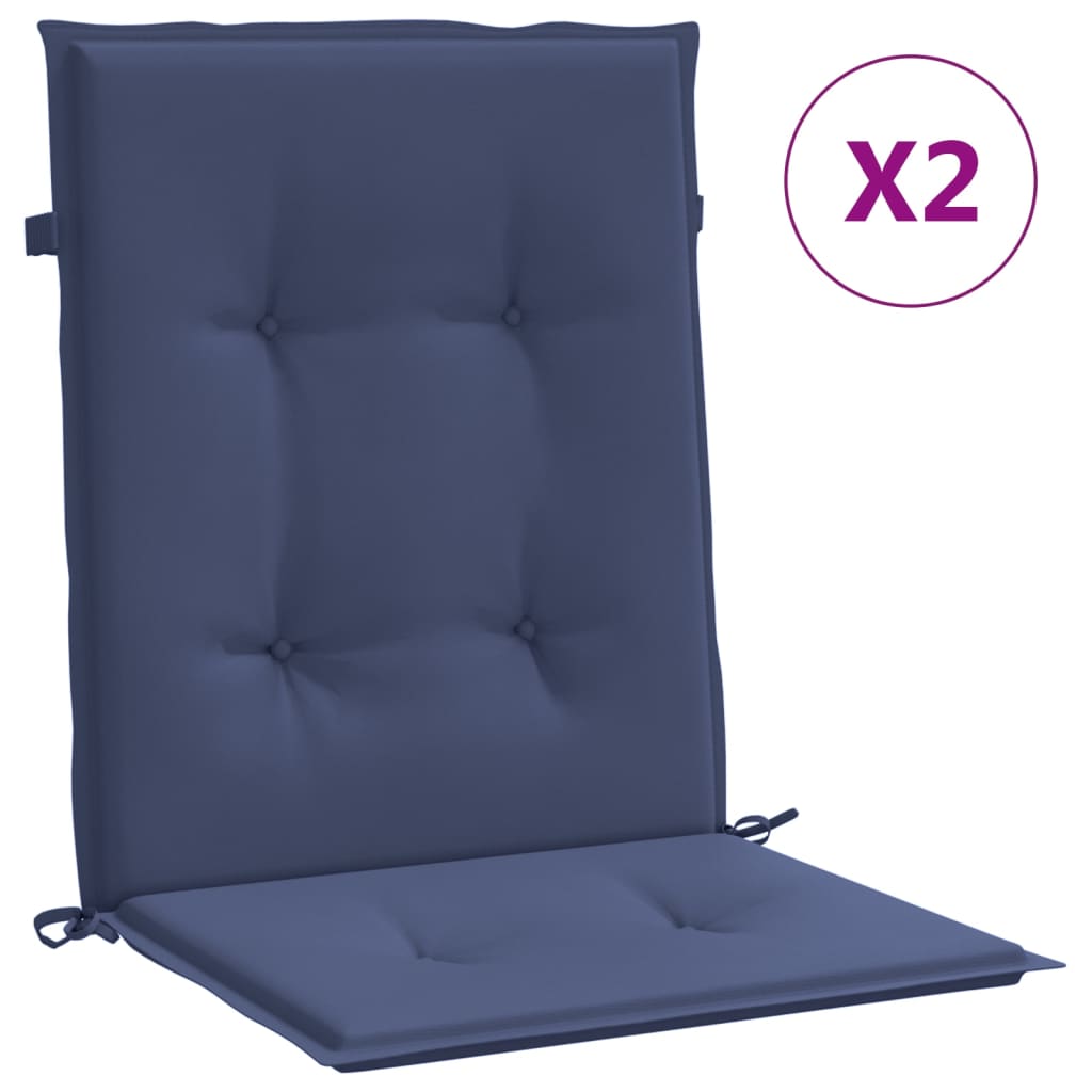 vidaXL Cojines para silla con respaldo bajo 2 uds tela azul marino