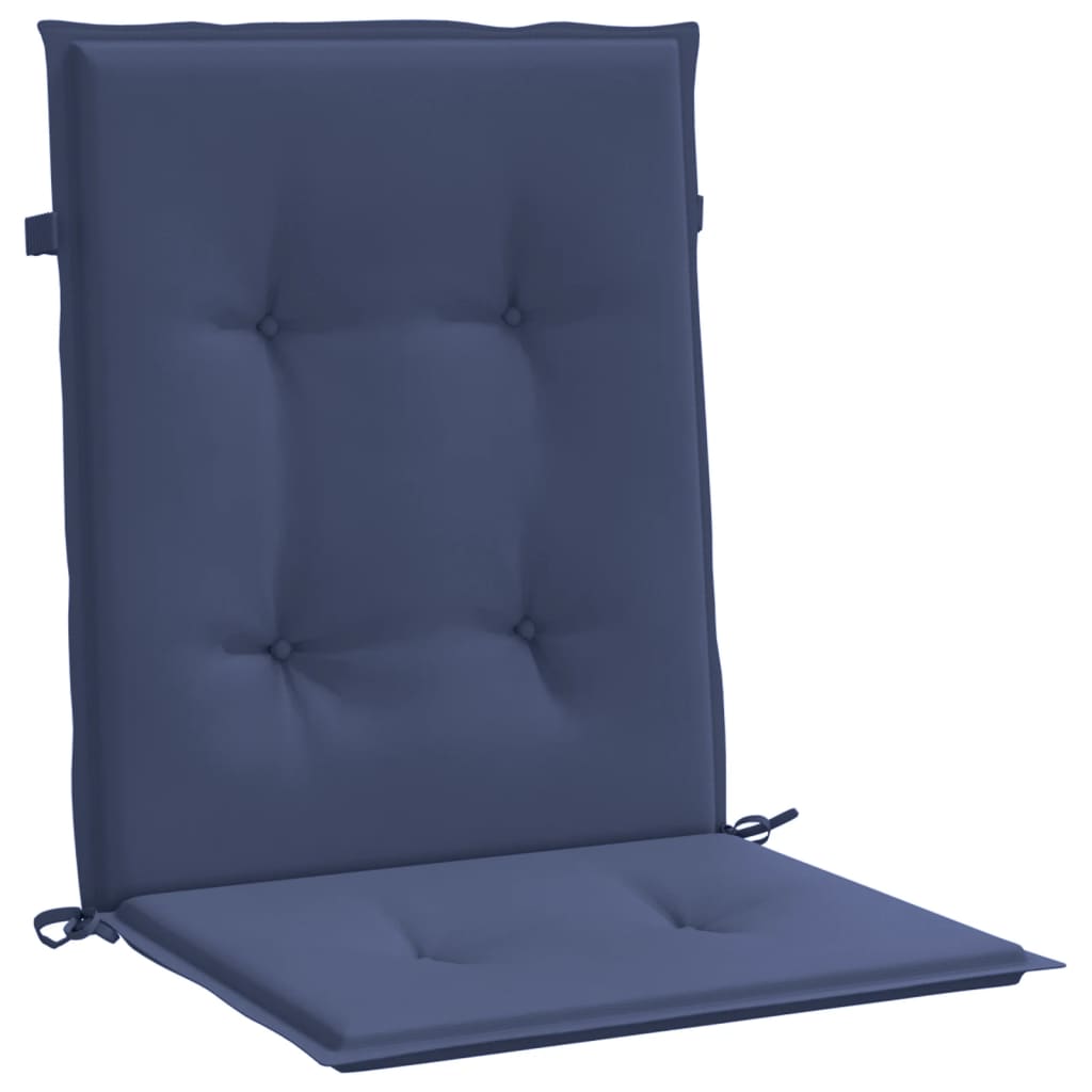 vidaXL Cojines para silla con respaldo bajo 2 uds tela azul marino