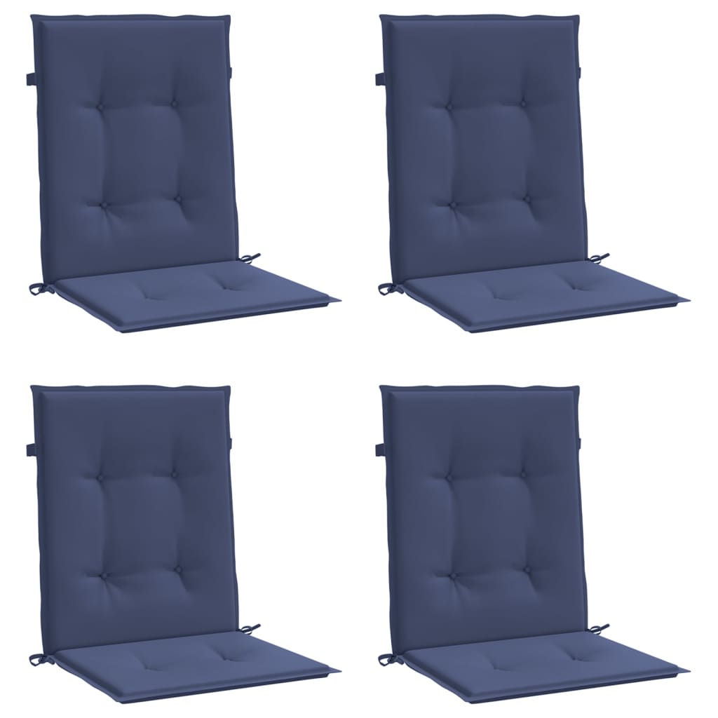 vidaXL Cojines para silla con respaldo bajo 4 uds tela azul marino