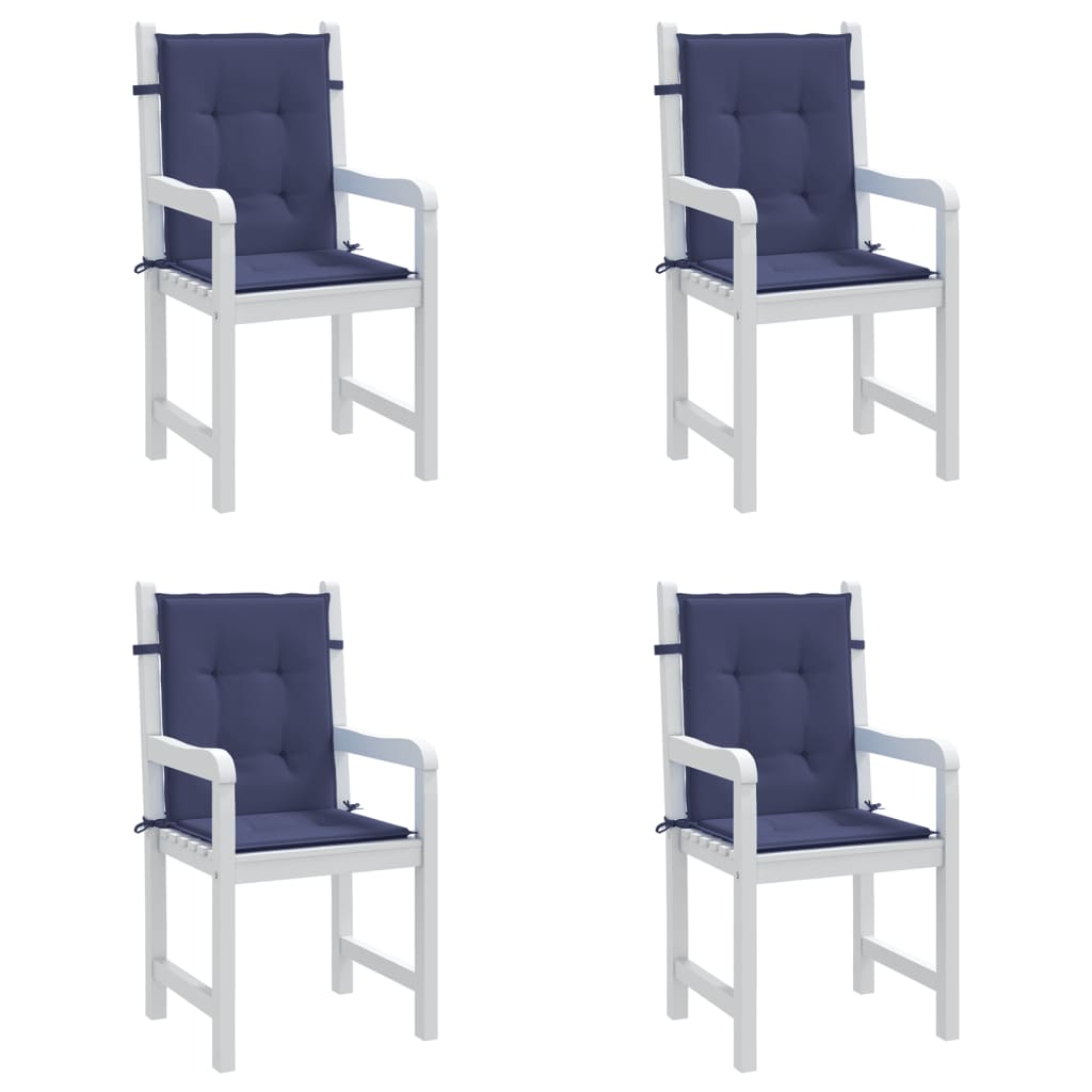 vidaXL Cojines para silla con respaldo bajo 4 uds tela azul marino