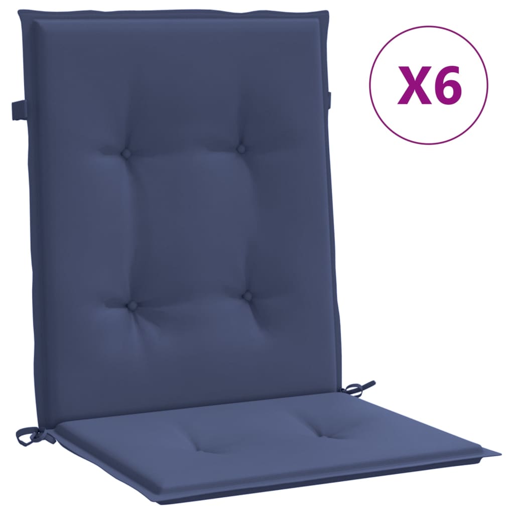 vidaXL Cojines para silla con respaldo bajo 6 uds tela azul marino