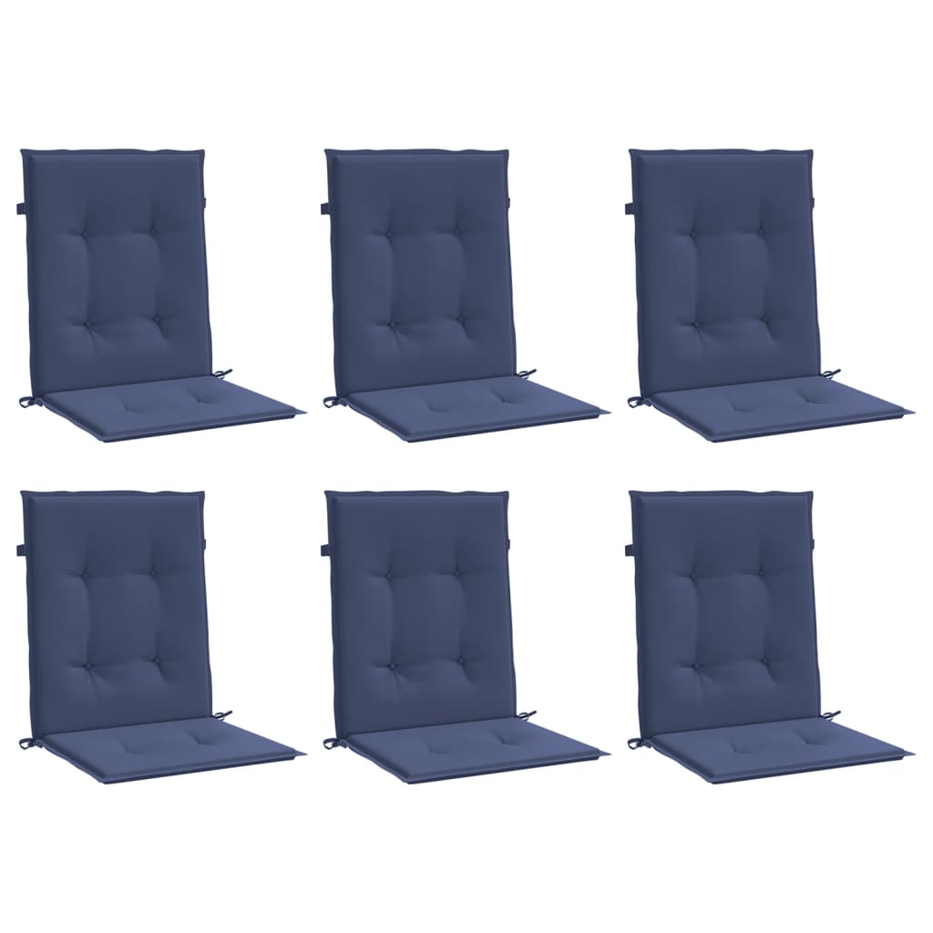 vidaXL Cojines para silla con respaldo bajo 6 uds tela azul marino