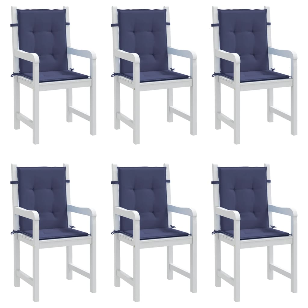 vidaXL Cojines para silla con respaldo bajo 6 uds tela azul marino