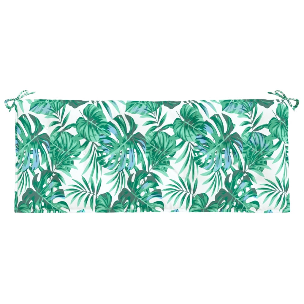 vidaXL Cojín para banco jardín tela Oxford estampado hojas 120x50x7 cm