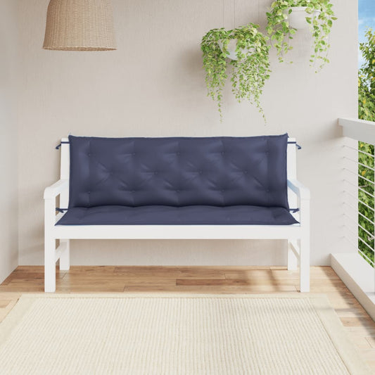 vidaXL Cojines banco jardín 2 uds tela Oxford azul marino 150x50x7 cm