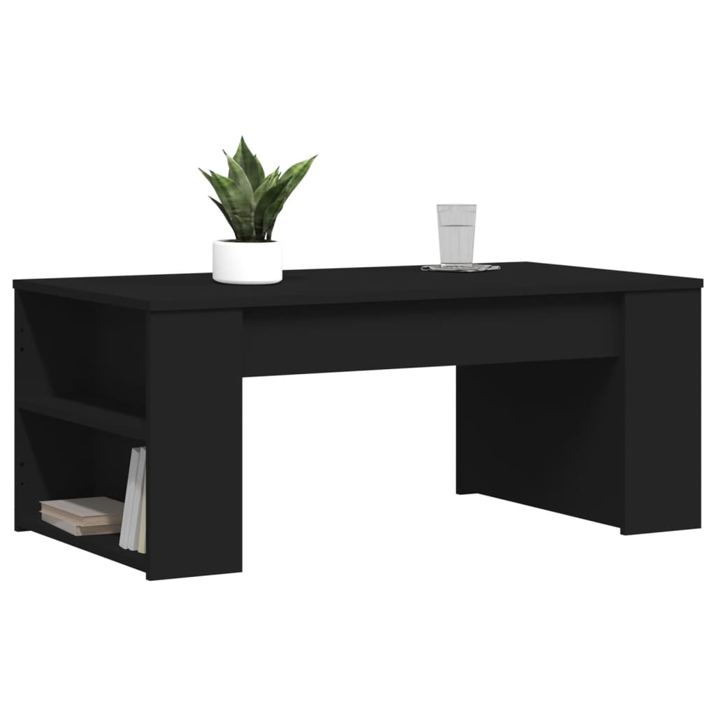 vidaXL Mesa de centro madera de ingeniería negra 102x55x42 cm