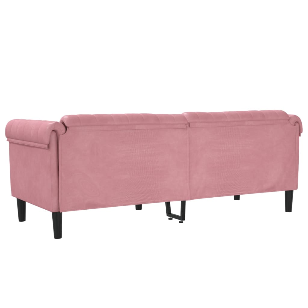 vidaXL Sofá de 3 plazas terciopelo rosa