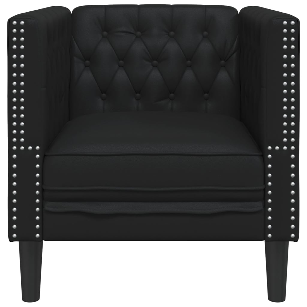 vidaXL Sillón Chesterfield de cuero artificial negro