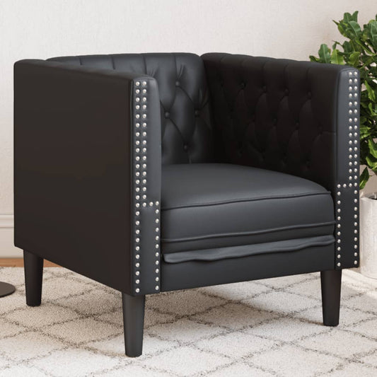 vidaXL Sillón Chesterfield de cuero artificial negro