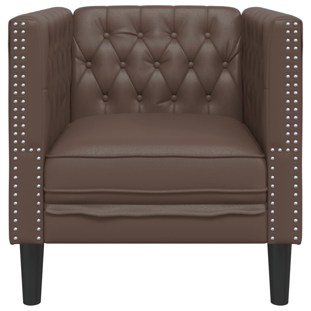 vidaXL Sillón Chesterfield de cuero artificial marrón