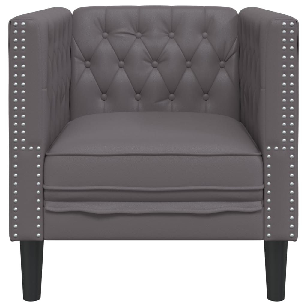 vidaXL Sillón Chesterfield de cuero artificial gris