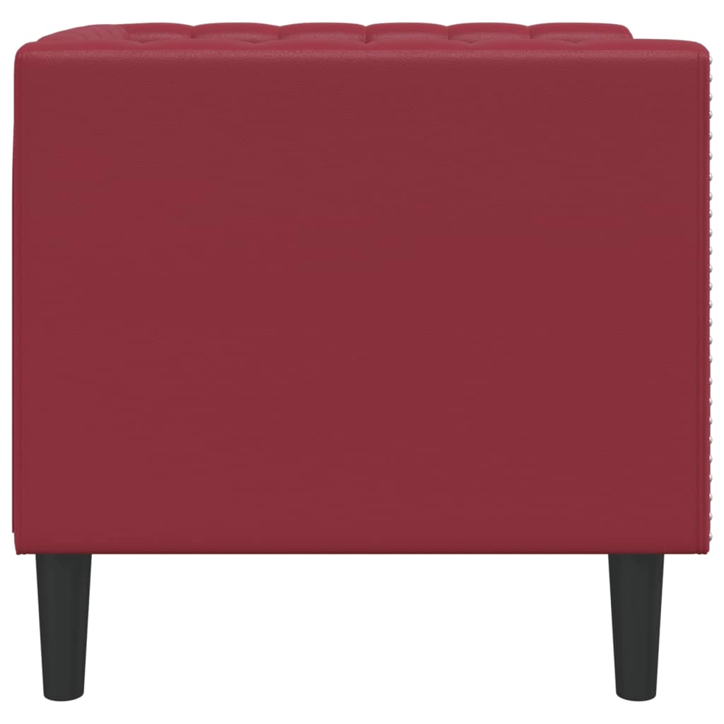 vidaXL Sillón Chesterfield de cuero artificial rojo tinto