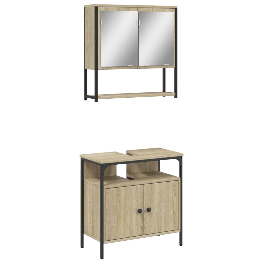 vidaXL Set de muebles de baño 2 pzas madera contrachapada roble Sonoma