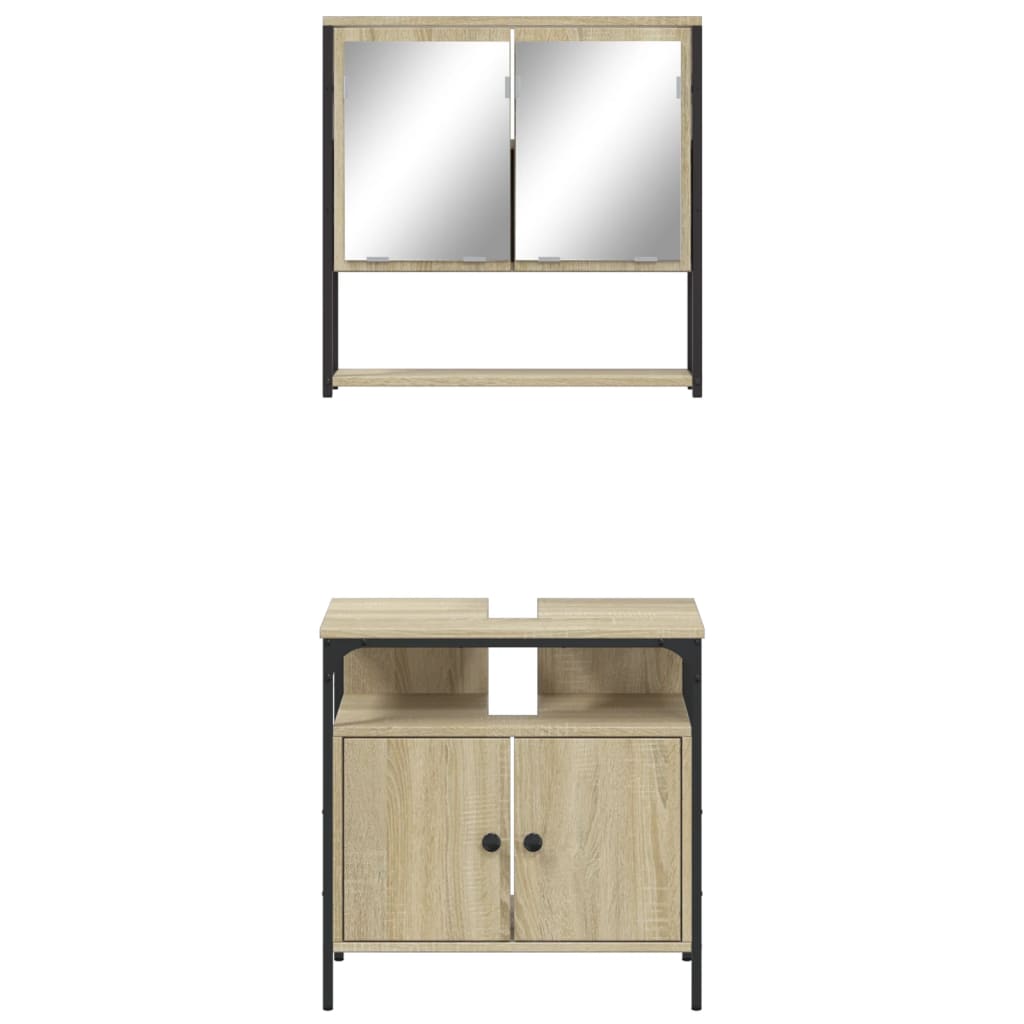 vidaXL Set de muebles de baño 2 pzas madera contrachapada roble Sonoma