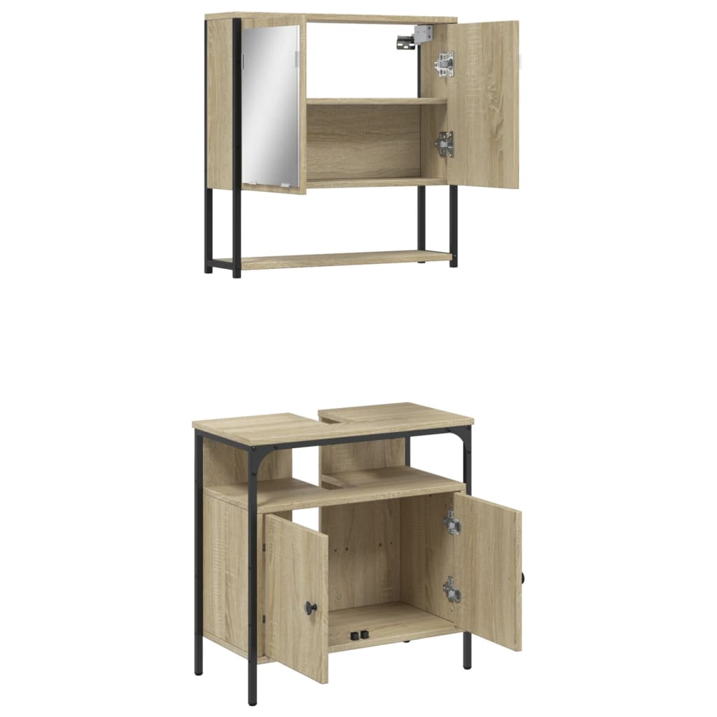 vidaXL Set de muebles de baño 2 pzas madera contrachapada roble Sonoma