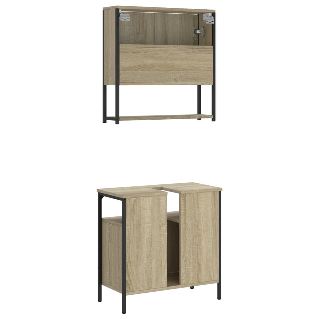 vidaXL Set de muebles de baño 2 pzas madera contrachapada roble Sonoma