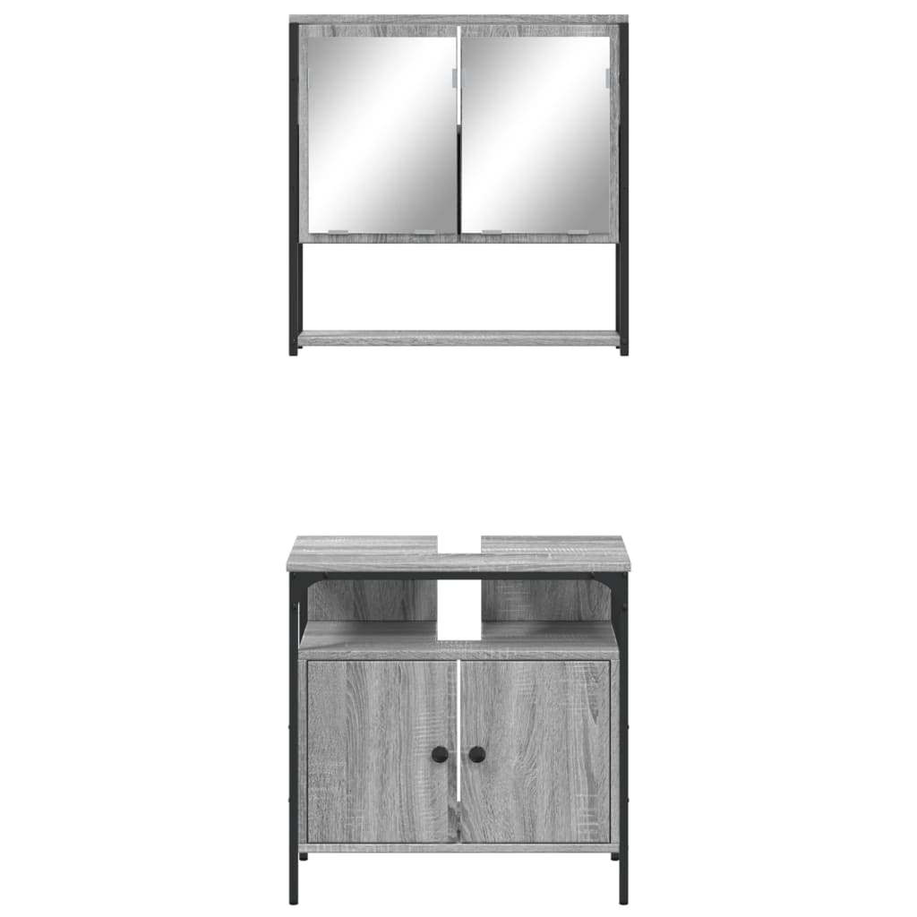 vidaXL Set de muebles de baño 2 pzas madera contrachapada gris sonoma