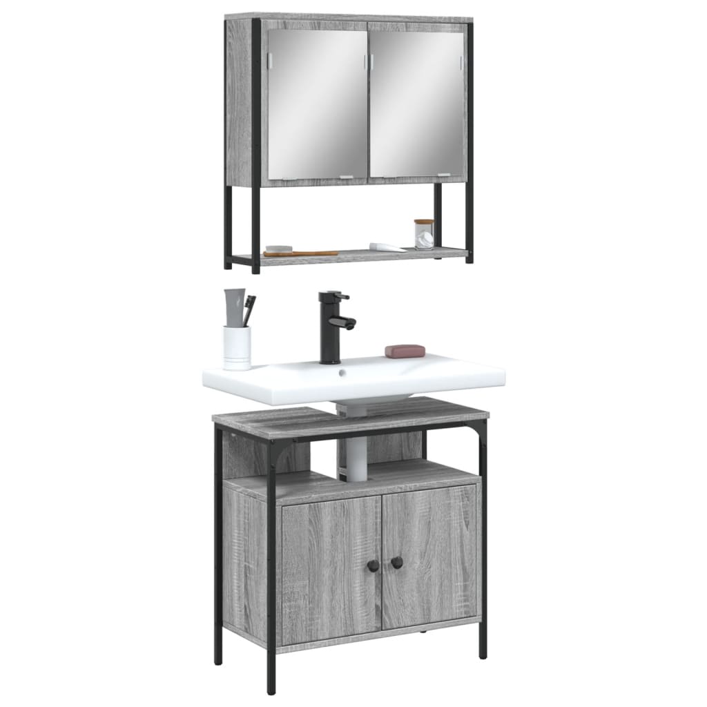 vidaXL Set de muebles de baño 2 pzas madera contrachapada gris sonoma