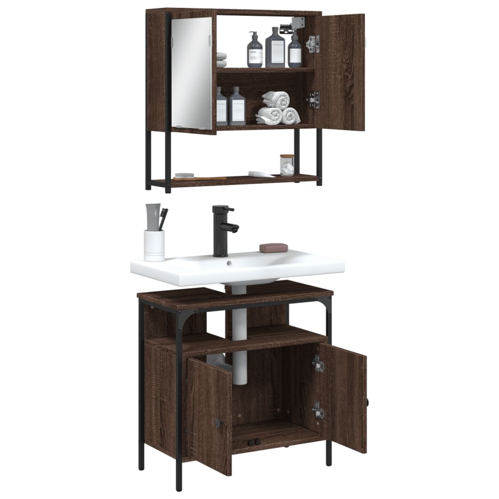 vidaXL Set de muebles baño 2 pzas madera contrachapada marrón roble