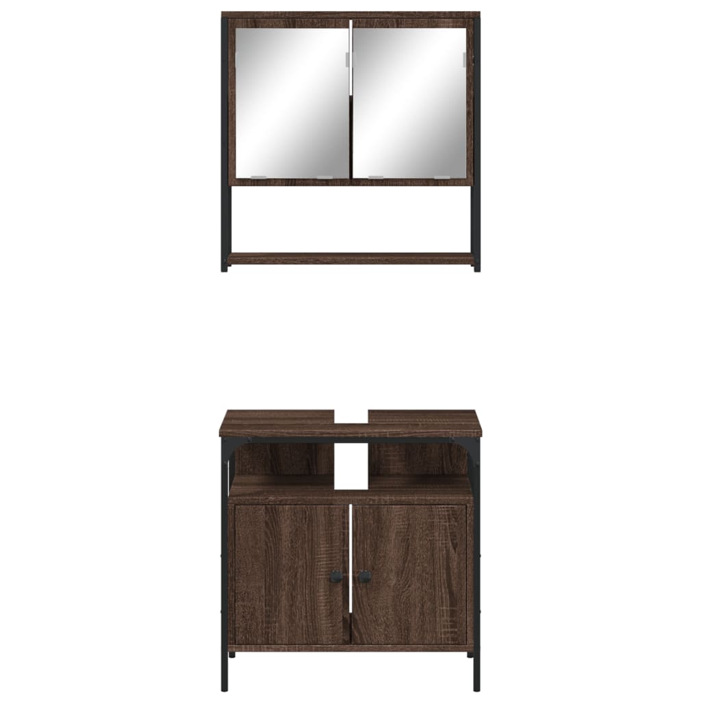 vidaXL Set de muebles baño 2 pzas madera contrachapada marrón roble