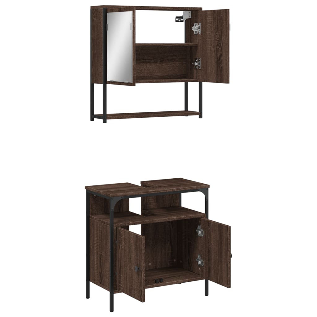 vidaXL Set de muebles baño 2 pzas madera contrachapada marrón roble