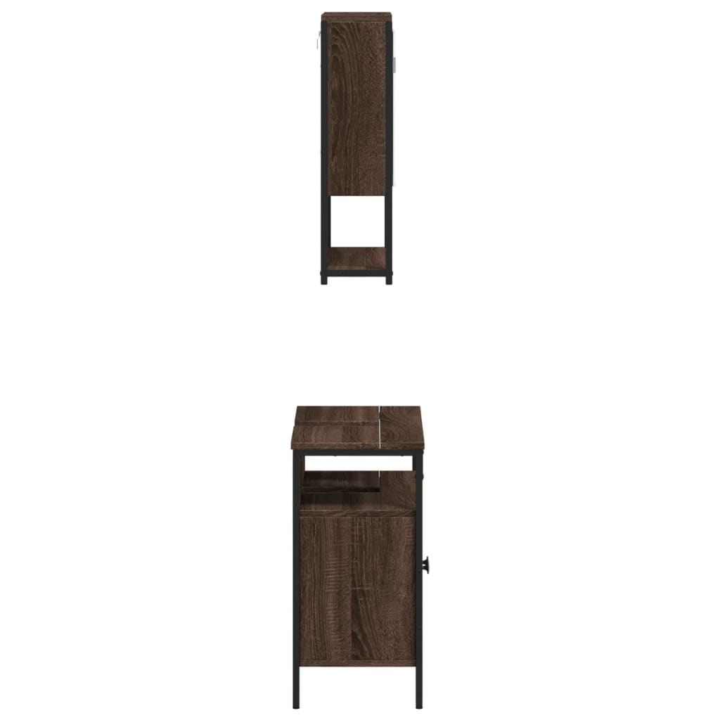 vidaXL Set de muebles baño 2 pzas madera contrachapada marrón roble