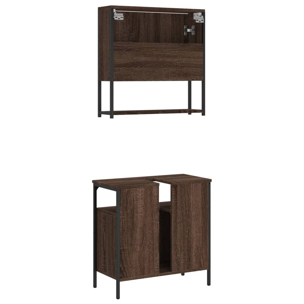 vidaXL Set de muebles baño 2 pzas madera contrachapada marrón roble