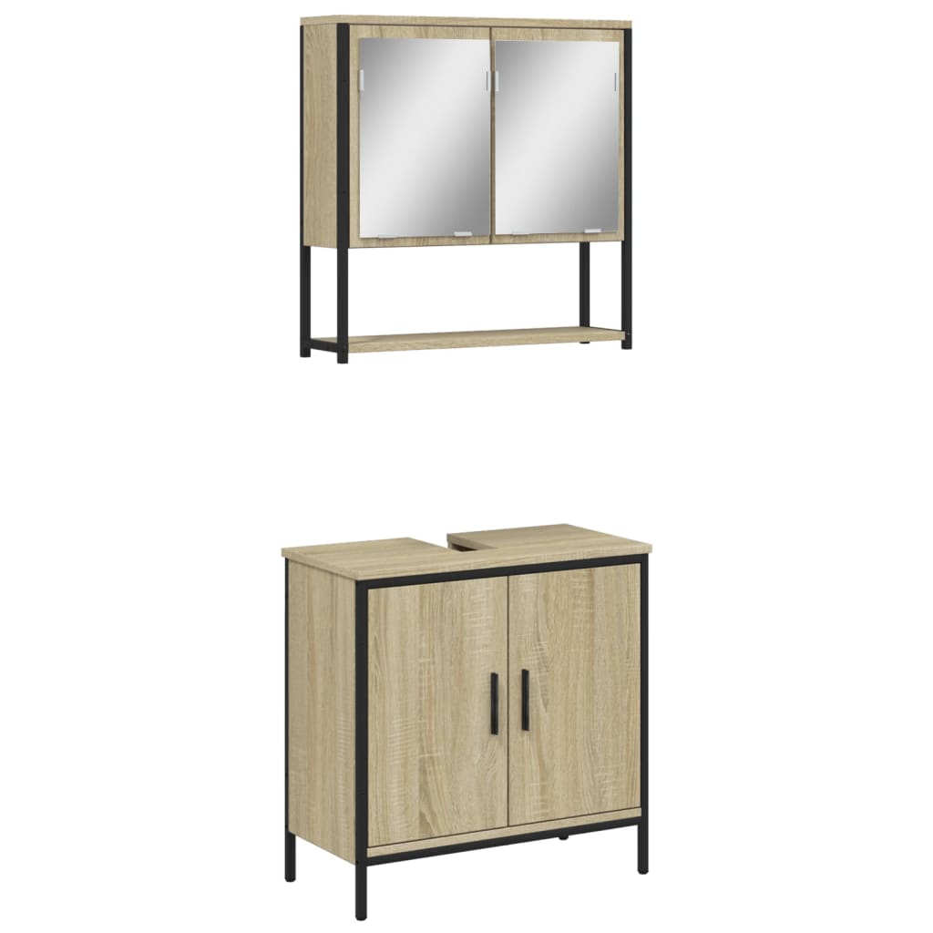 vidaXL Set de muebles de baño 2 pzas madera contrachapada roble Sonoma