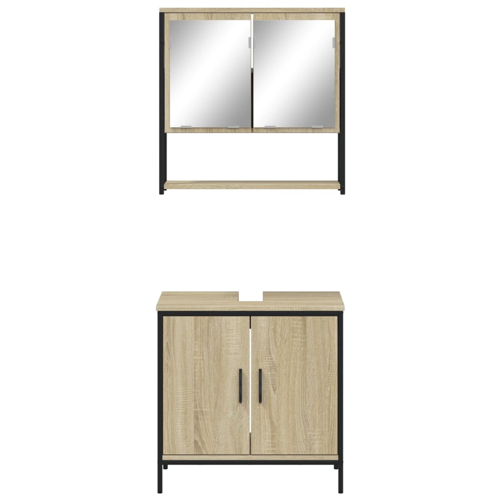 vidaXL Set de muebles de baño 2 pzas madera contrachapada roble Sonoma