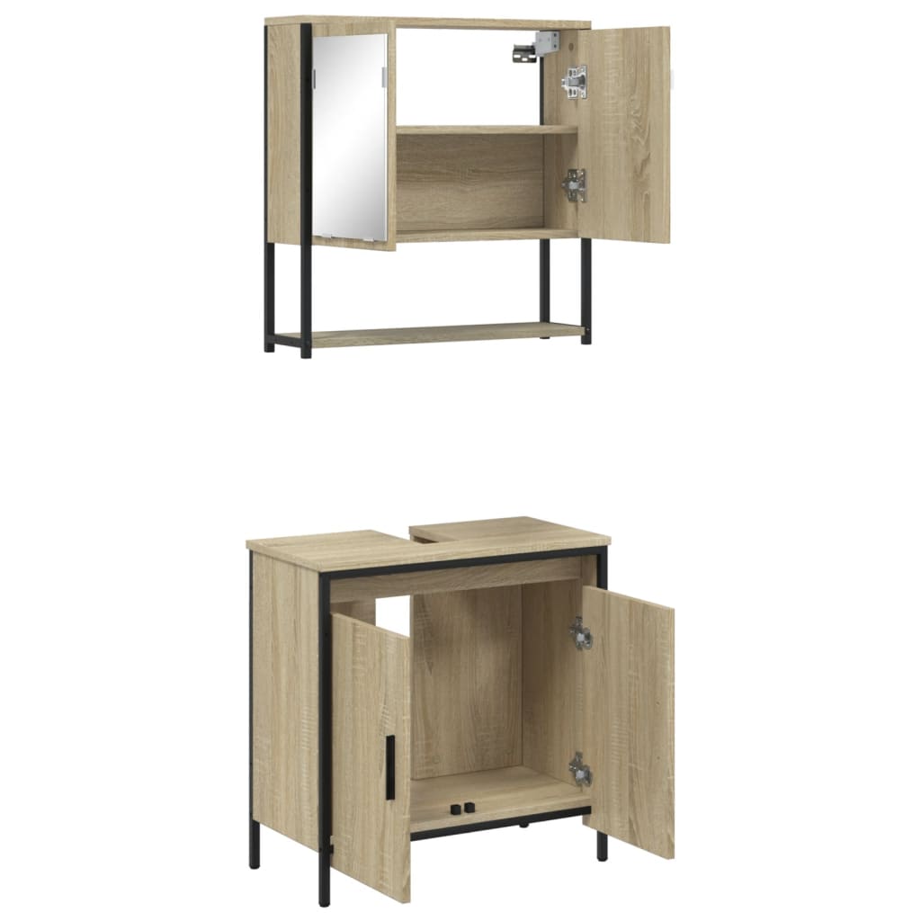 vidaXL Set de muebles de baño 2 pzas madera contrachapada roble Sonoma