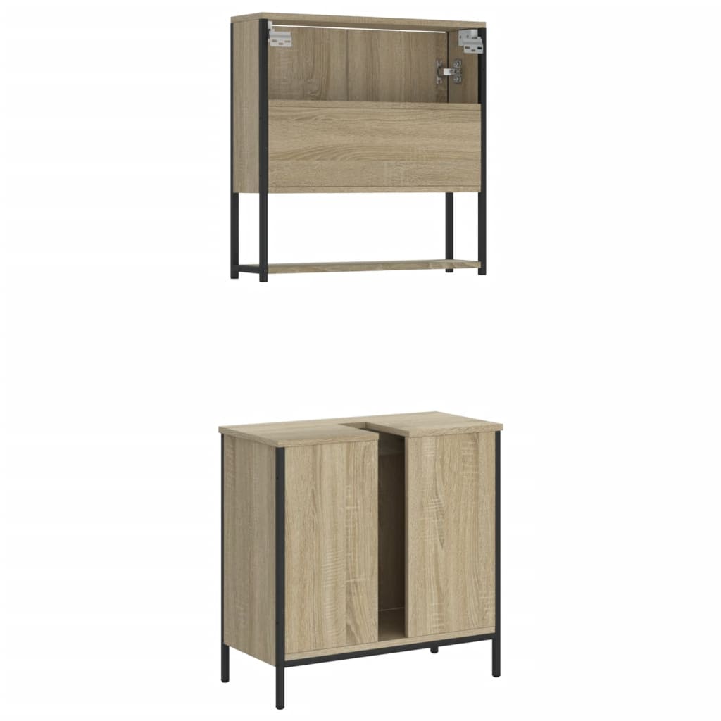 vidaXL Set de muebles de baño 2 pzas madera contrachapada roble Sonoma