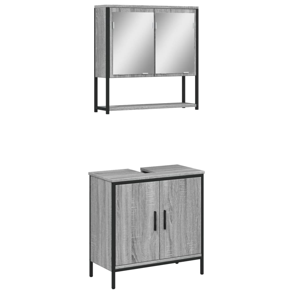 vidaXL Set de muebles de baño 2 pzas madera contrachapada gris sonoma