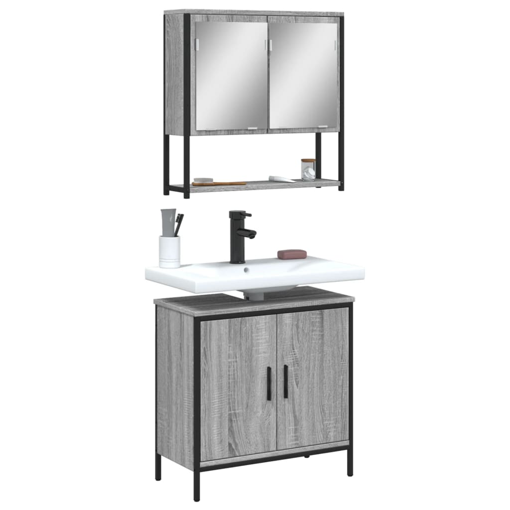 vidaXL Set de muebles de baño 2 pzas madera contrachapada gris sonoma