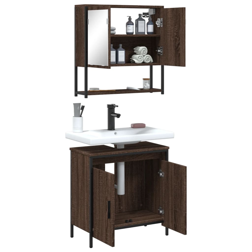 vidaXL Set de muebles baño 2 pzas madera contrachapada marrón roble