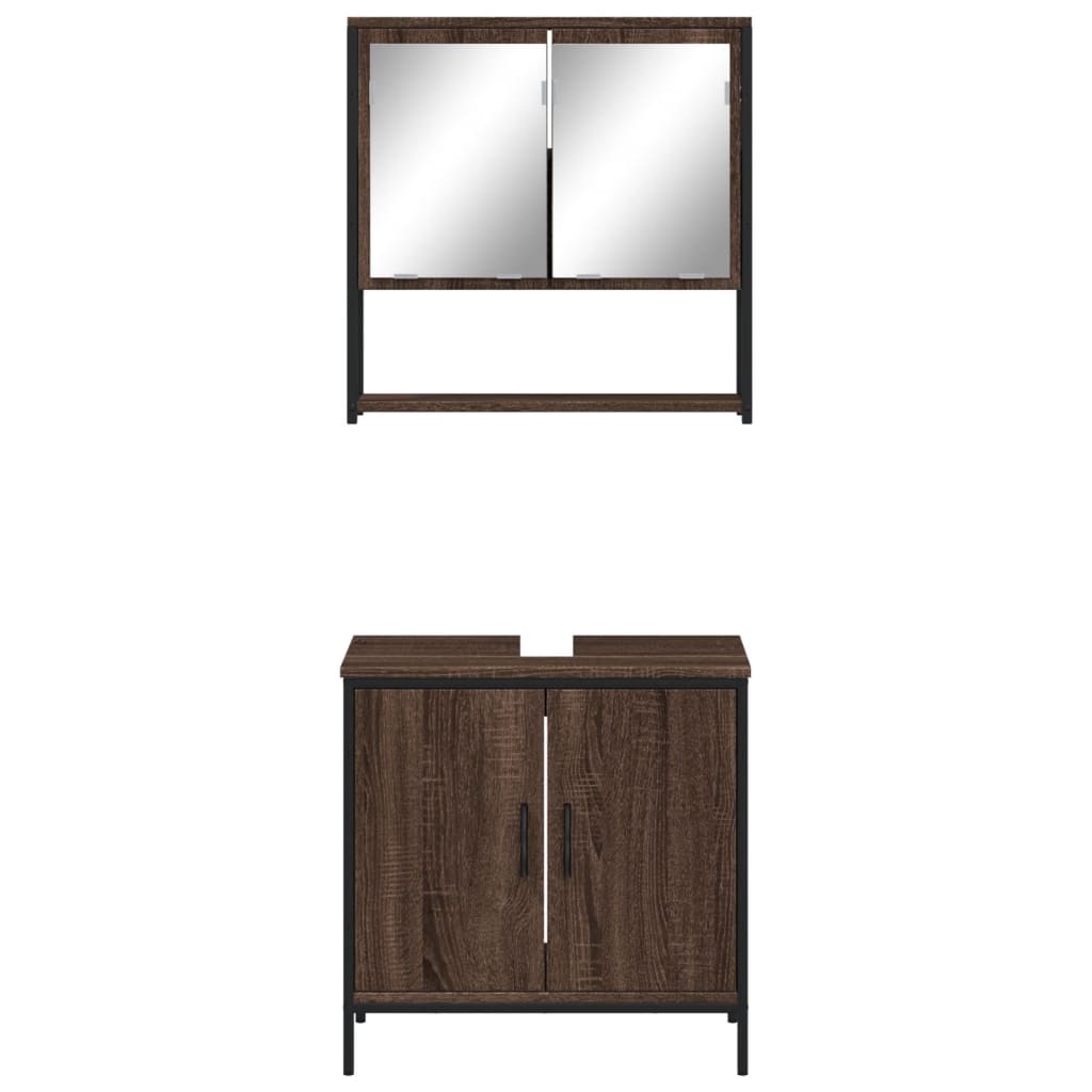 vidaXL Set de muebles baño 2 pzas madera contrachapada marrón roble