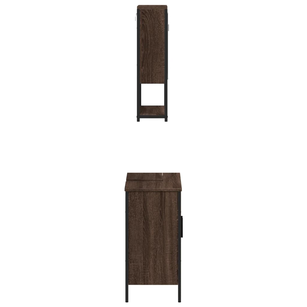 vidaXL Set de muebles baño 2 pzas madera contrachapada marrón roble