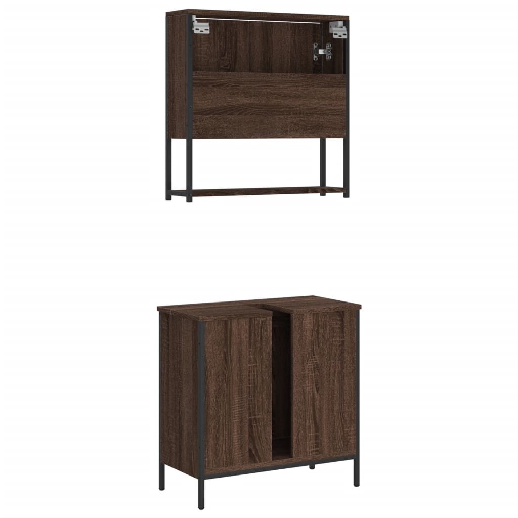 vidaXL Set de muebles baño 2 pzas madera contrachapada marrón roble