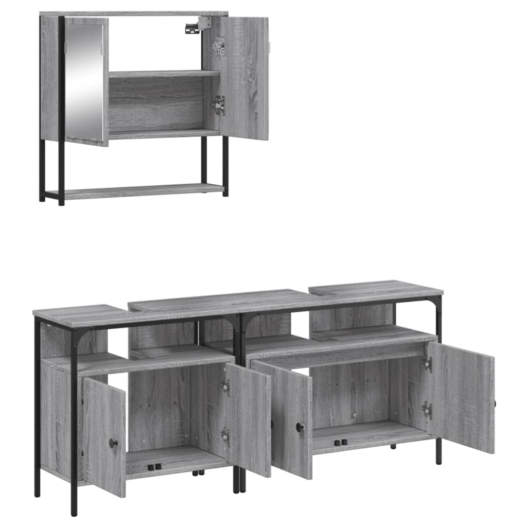 vidaXL Set de muebles de baño 3 pzas madera contrachapada gris sonoma