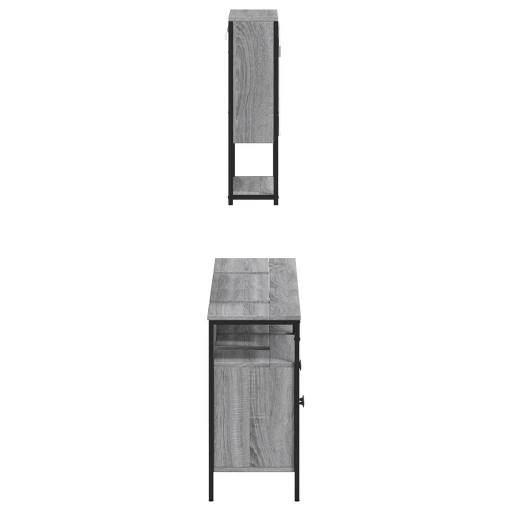 vidaXL Set de muebles de baño 3 pzas madera contrachapada gris sonoma