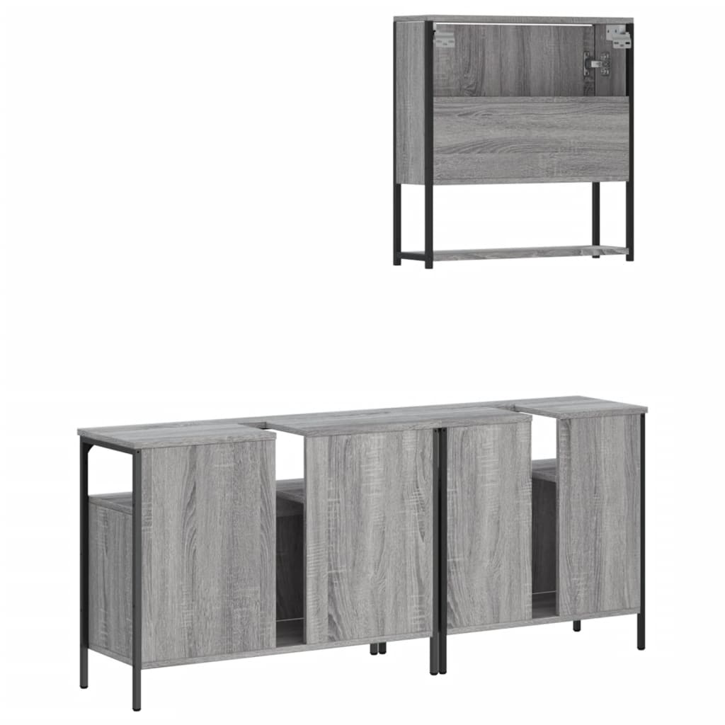 vidaXL Set de muebles de baño 3 pzas madera contrachapada gris sonoma