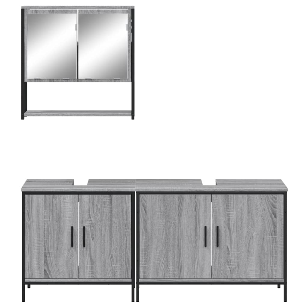 vidaXL Set de muebles de baño 3 pzas madera contrachapada gris sonoma