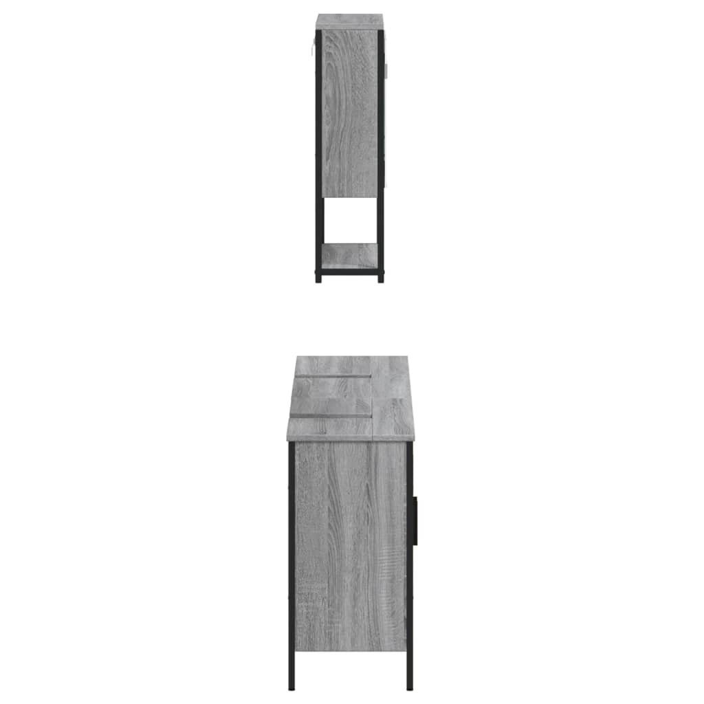 vidaXL Set de muebles de baño 3 pzas madera contrachapada gris sonoma