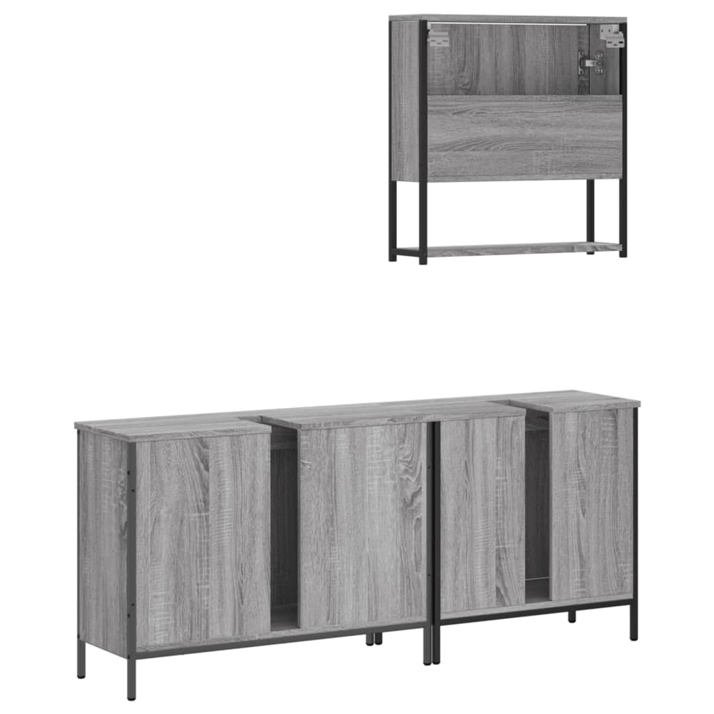 vidaXL Set de muebles de baño 3 pzas madera contrachapada gris sonoma